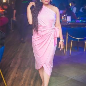 Pink one shoulder dress